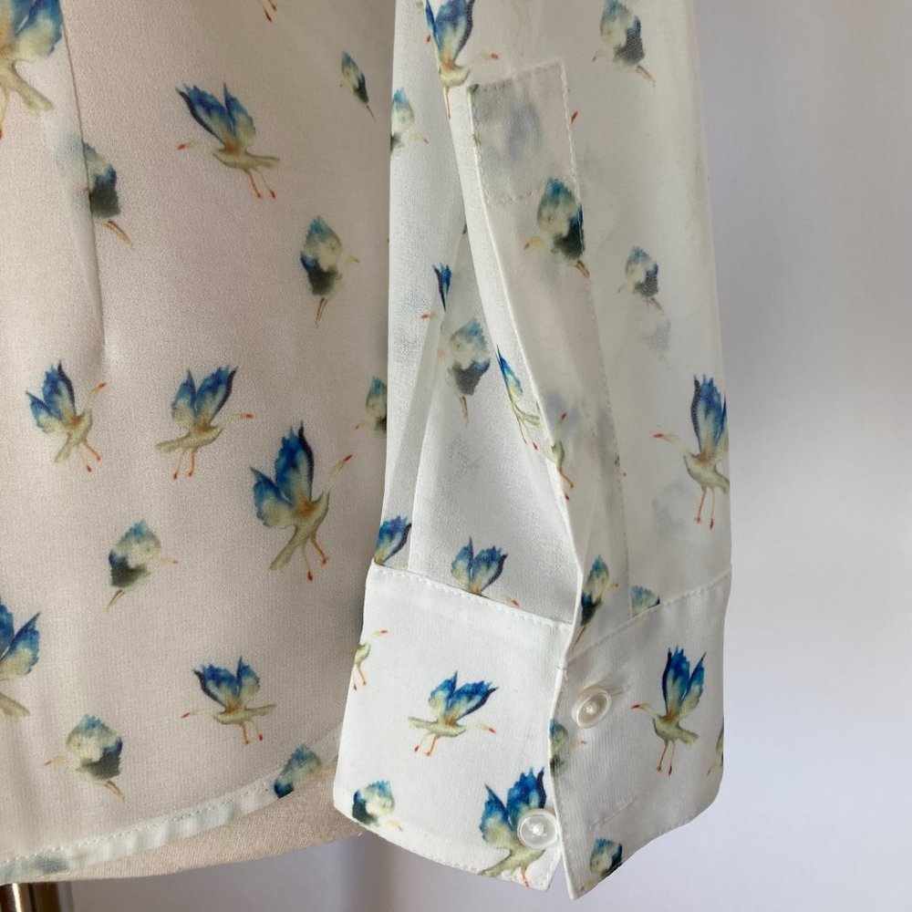 Jason Wu Grey Crane-Print Button-Front Blouse, Wh… - image 7